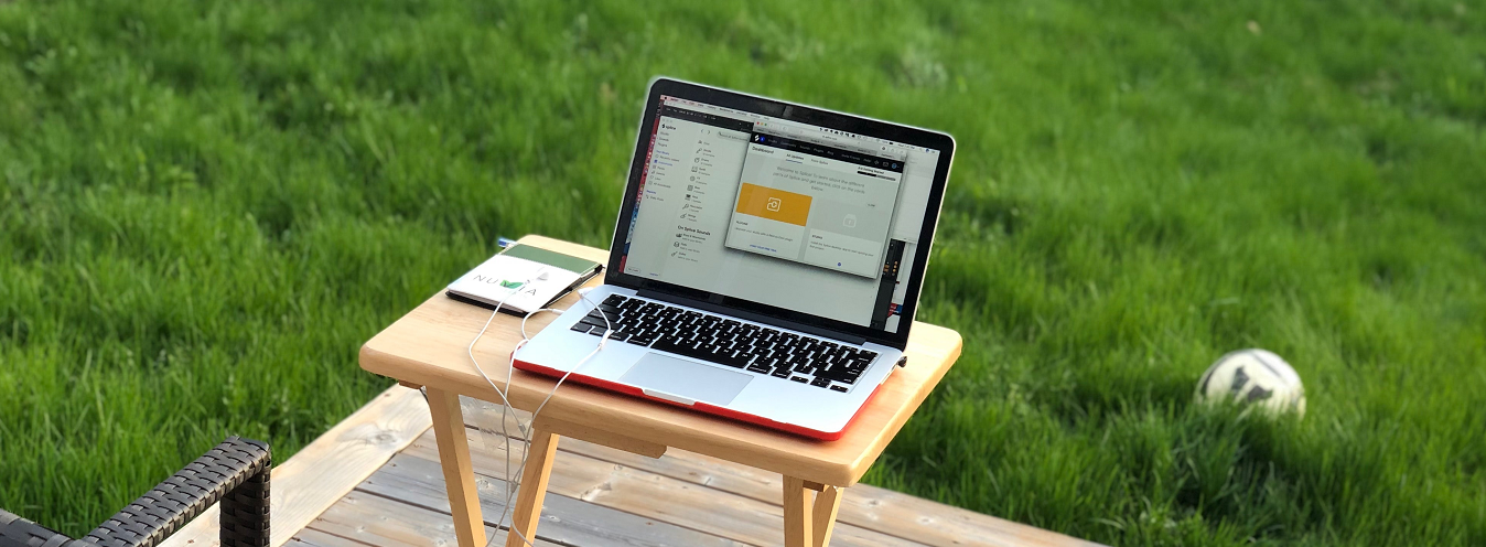 Laptop on a deck Laptop on a deck